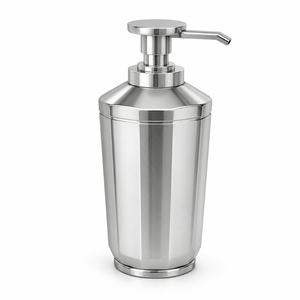 Distributeur de savon en acier inoxydable à facettes, flacon pompe à savon liquide en métal antirouille, récipient à lotion géométrique pour la décoration d'hôtel - Product Image 1