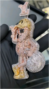 Colgante de Moissanita Iced Out con Certificación IGI, Diseño 3D de Dibujos Animados, Personalizado para Hombre, Estilo Hip Hop, Plata 925, Cadena de Oro VVS, Joyería Fina - Product Image 3