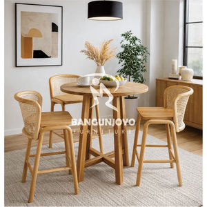 ชุดโต๊ะบาร์ไม้สักแท้ ดีไซน์ทันสมัย เป็นมิตรกับสิ่งแวดล้อม ทนทาน เหมาะสำหรับบ้าน ร้านกาแฟ และพื้นที่เชิงพาณิชย์ - Product Image 4