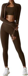 Black 3-Piece Yoga Set High Waist Leggings Full Sleeve <b>Jacket</b> Crop Top Breathable Seamless Spandex/Nylon Gym Fitness <b>Workout</b> - Product Image 3