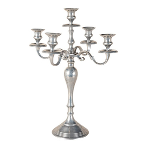 Candelabro de 5 Brazos Plateado Estilo Antiguo Vintage, Portavelas Moderno de Aluminio Pulido para Decoración de Mesa - Product Image 4