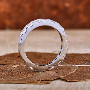 แหวนแต่งงานทองคำชมพู 14K ประดับเพชรทรงปรินเซสคัท รับรองโดย IGI ของ RB Gems แหวนวันครบรอบ แหวนงานเลี้ยง ประดับโมอิสซาไนต์ CVD HPHT - Product Image 3