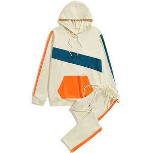 Chándal Unisex con Capucha y Bloques de Color, Manga Larga, Ropa Deportiva Informal con Cierre de Cordón y Bolsillos Laterales, para Otoño - Product Image 1