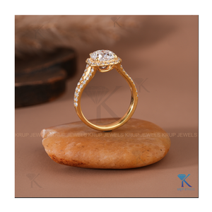 Delicate Cushion Cut Halo Engagement <b>Ring</b> with Pave <b>Split</b> Shank in Yellow Gold Stackable <b>Ring</b> for Women Minimalist Fine Jewelry - Product Image 5