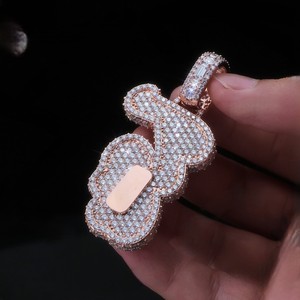 Joyería para Raperos, Colgante Personalizado de Plata de Ley 925 con Moissanita y Perla de Agua Dulce, con Cierre de Corazón en Oro Rosa de Dos Tonos Certificado - Product Image 3