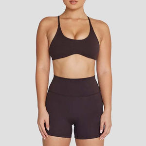 Conjunto de Yoga Elástico Sin Costuras para Mujer, Ropa Deportiva, Bra y Pantalones Cortos, Diseño Único - Product Image 5