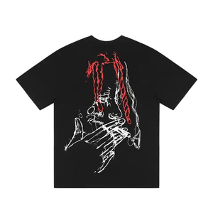 Men's <b>Gothic</b> Print Short Sleeve T-<b>Shirt</b> O-Neck Regular Fit Cotton Jersey Front Logo Pattern Letter Design - Product Image 3