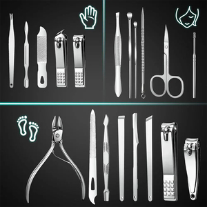 Ensemble de soins des ongles professionnel en acier de qualité supérieure, 16 pièces, kit de manucure DIY de haute qualité, coupe-ongles, outils de podologie, outils de beauté - Product Image 3