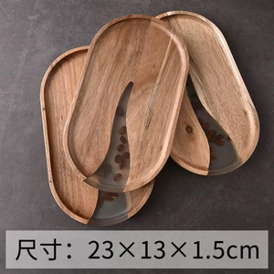 Classic Acacia Wood <b>Coffee</b> Bean Mat with <b>Epoxy</b> Resin Set of 4 and Tray for <b>Coffee</b> <b>Table</b> - Product Image 6