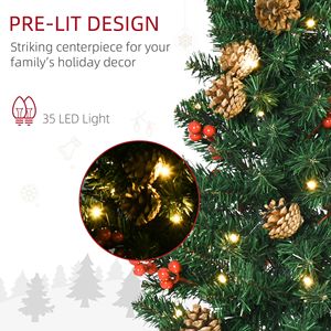 ชุดตกแต่งคริสต์มาส 4 ชิ้น พร้อมไฟ LED สีขาวอบอุ่น ผลเบอร์รี่สีแดง ต้นสน 2 ต้น และชุดพวงมาลัยประดับ - Product Image 5
