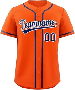 Camiseta de Béisbol Naranja Personalizada con Nombre y Número del Equipo, Ropa Deportiva con Botones, 100% Poliéster, Secado Rápido, Servicio OEM de Verano - Product Image 2