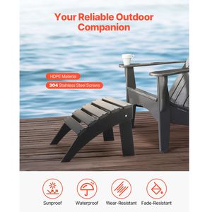 Poggiapiedi Pieghevole in Plastica HDPE per Patio, Stile Adirondack, Resistente alle Intemperie, 18.7L X 19.7L X 13H Pollici - Product Image 1