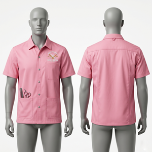 Chaqueta de Barbero para Hombre, 220 GSM, Polialgodón Premium, Color Granate, Uniforme de Estilista de Salón, Impresión Personalizada con Transferencia Térmica de Logotipo - Product Image 6