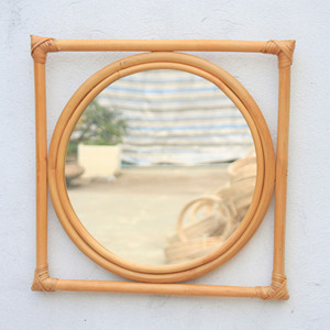 Vietnam Manufacturer's Luxury Boho Wall <b>Mirror</b> Modern Home Decor <b>Hanging</b> Eco-friendly Beige Oval Seagrass Glass Construction - Product Image 1