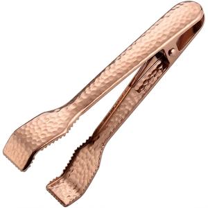 Pinzas para Hielo de Acero Inoxidable al por Mayor, Recubiertas de Cobre, Color Oro Rosa, con Textura Martillada y Puntas Dentadas, para Uso en Bares y Fiestas - Product Image 1
