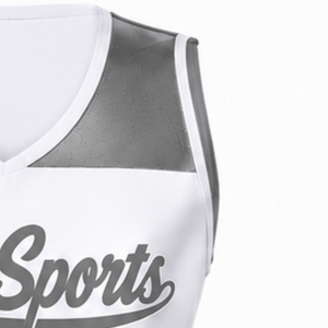 Maillot de cheerleading sans manches sublimé blanc et gris, tenue de sport athlétique pour l'entraînement, la performance et la compétition - Product Image 3