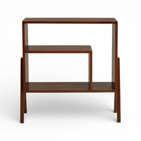 Buffet-bibliothèque bas en bois massif de style Pierre Jeanneret, design Mid-Century, avec 6 étagères flottantes pour la maison, le bureau, la salle à manger et l'entrepôt