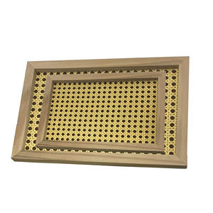 Bandeja Rectangular Negra Hecha a Mano de Madera y Ratán con Asas, Bandeja Decorativa de Mimbre para Servir, para Mesa de Centro, Hotel, Decoración del Hogar - Product Image 6