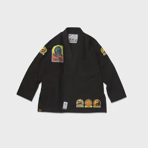 Kimono brésilien noir BJJ Gi Jiu Jitsu, uniforme 100% coton respirant, logo personnalisé, 440g, qualité supérieure, unisexe, Shoyorol Batch # 105 - Product Image 1