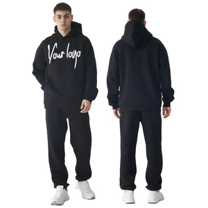 Chándal Deportivo de Forro Polar Térmico para Hombre, Talla Grande, Color Negro, Corte Regular, con Capucha, para Gimnasio y Trotar, Ropa Informal, 2027 - Product Image 1