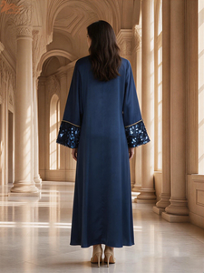 Abaya Elegante con Lentejuelas y Cuello Redondo para Mujer Musulmana, Vestido Holgado para Eid y Ramadán, Estilo Kaftan, Dubai, Arabia Saudita - Product Image 3