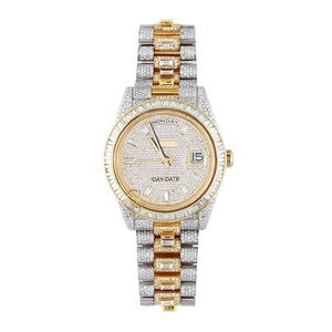 Tốt nhất bán hip hop hoàn toàn Iced ra tự động thép không gỉ hai tone unisex D vvs moissanite kim cương xem từ Ấn Độ xuất khẩu - Product Image 1