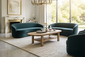 Table basse ovale en bois pliable moderne avec étagère inférieure pour salon - Product Image 4