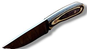 Couteau à Découper en Acier Damas Fait Main, Manche en Bois Pakka Bleu et Blanc, Lame Fixe pour Chasse et Activités de Plein Air, Vente en Gros, Fabricant - Product Image 5