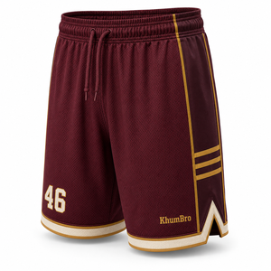 Ensemble Maillot et Short de Basketball Classique Bordeaux et Or Vieilli Personnalisé pour Hommes – Fournisseur OEM de Vêtements de Sport de Haute Qualité - Product Image 4