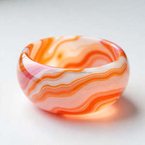 Brazalete de resina con brillo de puesta de sol hecho a mano para mujer, patrones de colores vibrantes, trajes de toque elegante único para todos los días, tema de artesanía artística - Product Image 1