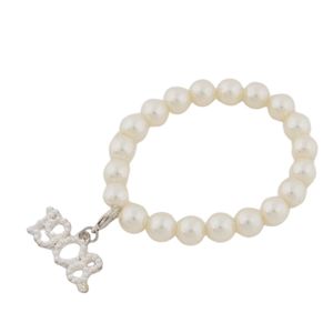   Pulsera de Perlas Blancas con Dije de Perla 1908, Elegante Joyería Elástica con Cuentas para la Muñeca, Accesorio de Moda Inspirado en Hermandades para Mujer - Product Image 1