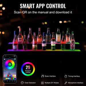 Espositore per Bottiglie di Liquori a 2 Livelli da 48 Pollici con Illuminazione LED, Scaffale per Vini Commerciale e Domestico, Espositore Illuminato per Whisky - Product Image 3