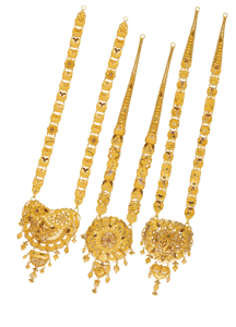 สร้อยคอทองคำแท้ 22k แบบยาว สไตล์อินเดียแบบดั้งเดิม ชุดเครื่องประดับเจ้าสาวแบบราณี พร้อมจี้ - Product Image 2