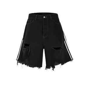 Shorts en jean délavé pour homme, style streetwear, motif uni, effet usé, collection Hot Sale - Product Image 4