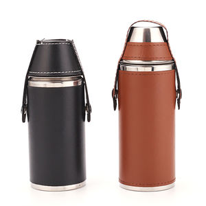 Imra Impex - Juego de 2 Frascos de Bolsillo de 1oz con Funda de Cuero PU, a Prueba de Fugas, Personalizables, de Grado Alimenticio, para Vino, Whisky, Unisex, Deportivos - Product Image 1