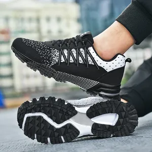 Zapatillas deportivas de suela gruesa 2025 para jóvenes, transpirables de malla, tendencia primavera-verano, estilo coreano, grandes, en blanco y negro, para caminar. - Product Image 6