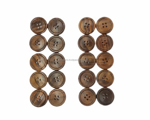 กระดุมไม้ธรรมชาติ4รูทรงแบนเรียบสำหรับเสื้อโค้ทแจ็คเก็ตมีเขาดีไซน์ตามสั่ง - Product Image 2