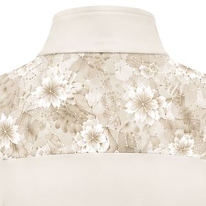 Manufacturer <b>White</b> Women <b>Quarter</b> <b>Zip</b> Activewear Pullover Shirt Floral Sleeve Detail Long Sleeve Outdoor Fitness Training Apparel - Product Image 6