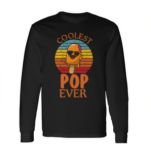 T-shirt a maniche lunghe unisex girocollo per adulti, promozionale, con stampa retrò vintage del gelato Coolest Pop Ever - Product Image 2