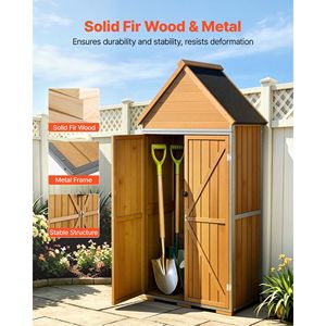 Caseta de Almacenamiento para Exteriores de 44.09" X 66.93", Caseta de Madera y Metal para Herramientas de Jardín con Puertas con Cerradura y Techo Inclinado Impermeable - Product Image 2