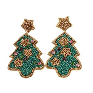 Handmade Multi-Color Seed Beads Christmas Tree Drop <b>Earrings</b> for Women and <b>Girls</b> Trendy Fashion <b>Studs</b> for Festivals - Product Image 2