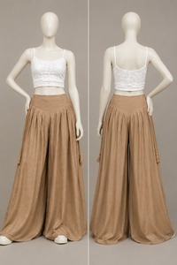 Boho Flowy High Waist Palazzo <b>Pants</b> for Women Cotton Wide Leg Trousers with Tassel Tie Perfect Beach Festival Yoga Clothes - Product Image 6
