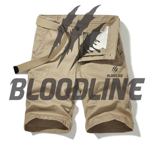 BLOODLINE Men's Cargo Shorts Solid Gray <b>Mid</b> Waist Quick Dry Bermuda Workwear Style with Multiple Pockets - Product Image 5