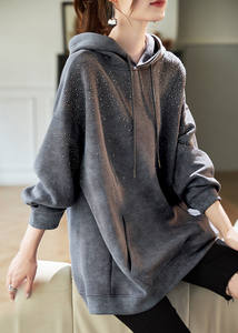 Sudadera con Capucha Personalizada para Mujer, 100% Algodón Lavado, Estilo Oversize, con Pedrería, Hombros Caídos, Estilo Casual, Proveedor OEM - Product Image 6