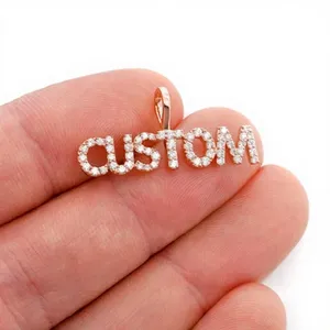 Collar con Colgante de Letra Personalizada, Chapado en Oro con Moissanita, Estilo Hip Hop, Joyería con Inicial Personalizada, Venta al por Mayor - Product Image 1