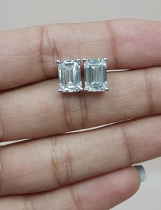 14K Gold 4 Ct Lab Grown VS <b>Emerald</b> Cut Diamond <b>Stud</b> Earrings for Women IGI Certified Minimalist Luxury Jewelry Party Gift - Product Image 3