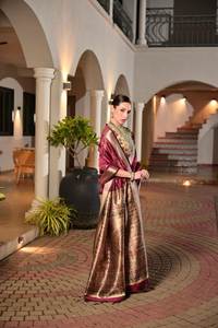 印度文化风格柔软卡迪生丝面料精美制作的纱丽 - 派对用缝制衬衫面料定制面料 - Product Image 2