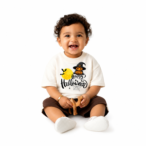 Conjunto de Camiseta y Pantalones Cortos de Halloween para Bebés Unisex al por Mayor, Camiseta de Manga Corta con Gráfico de Calabaza y Bruja de Halloween con Pantalones Cortos Casuales - Product Image 1