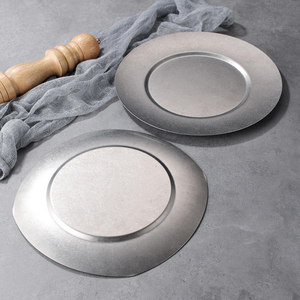 Plato de Acero Inoxidable Estilo Industrial Vintage para Comida al Aire Libre, Camping, Platos para Comida Occidental, Plato para Huesos de Restaurante Francés - Product Image 1