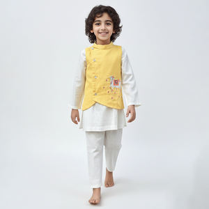 Ensemble Kurta Pyjama en Coton de Haute Qualité pour Garçons avec Veste Brodée Imprimée, Tenue Traditionnelle Ethnique pour Enfants, Prix Export - Product Image 1